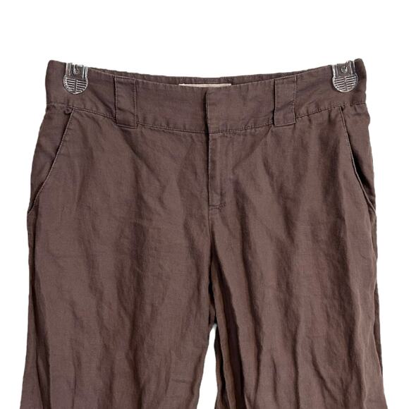 London Jean Marisa Fit 100% Linen Chino Pants Womens Sz 4 Mocha Brown Wide Leg - Picture 5 of 14